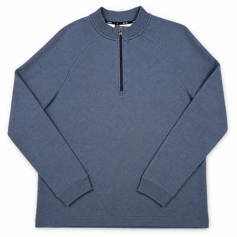 Public Rec Weekend Half Zip Mens 2XL Heather Navy Pima Cotton Sweatshirt Stretch
